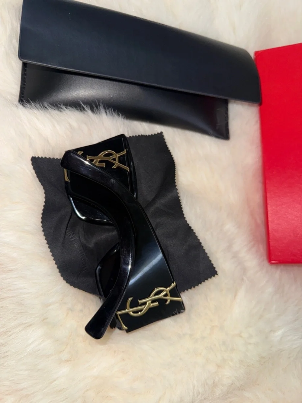 Saint Laurent Black Sunglasses with Gold Accent - Picture 7 of 7